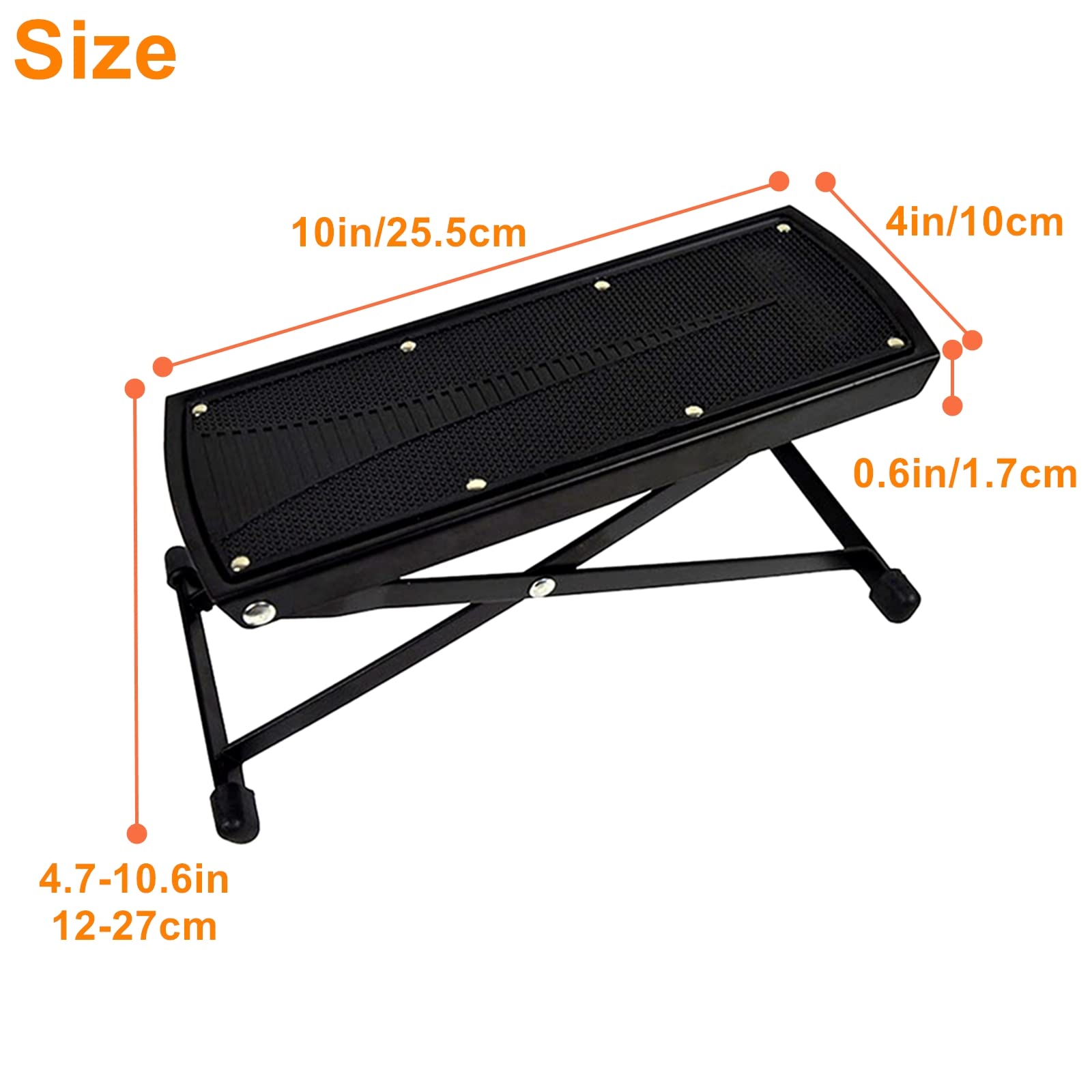 Miwayer Guitar Foot Rest 6-Position Height Adjustable Rubber End Caps and Non-Slip Rubber Padfor Com fortable and Solid Support